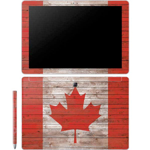 Canadian Flag Dark Wood Galaxy Book 12in Skin
